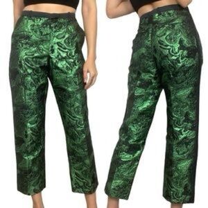 & Other Stories Green Jacquard Pants Size XS